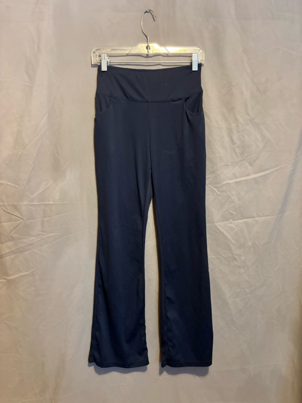 Women’s Navy High-Waist Stretch Flare Pants